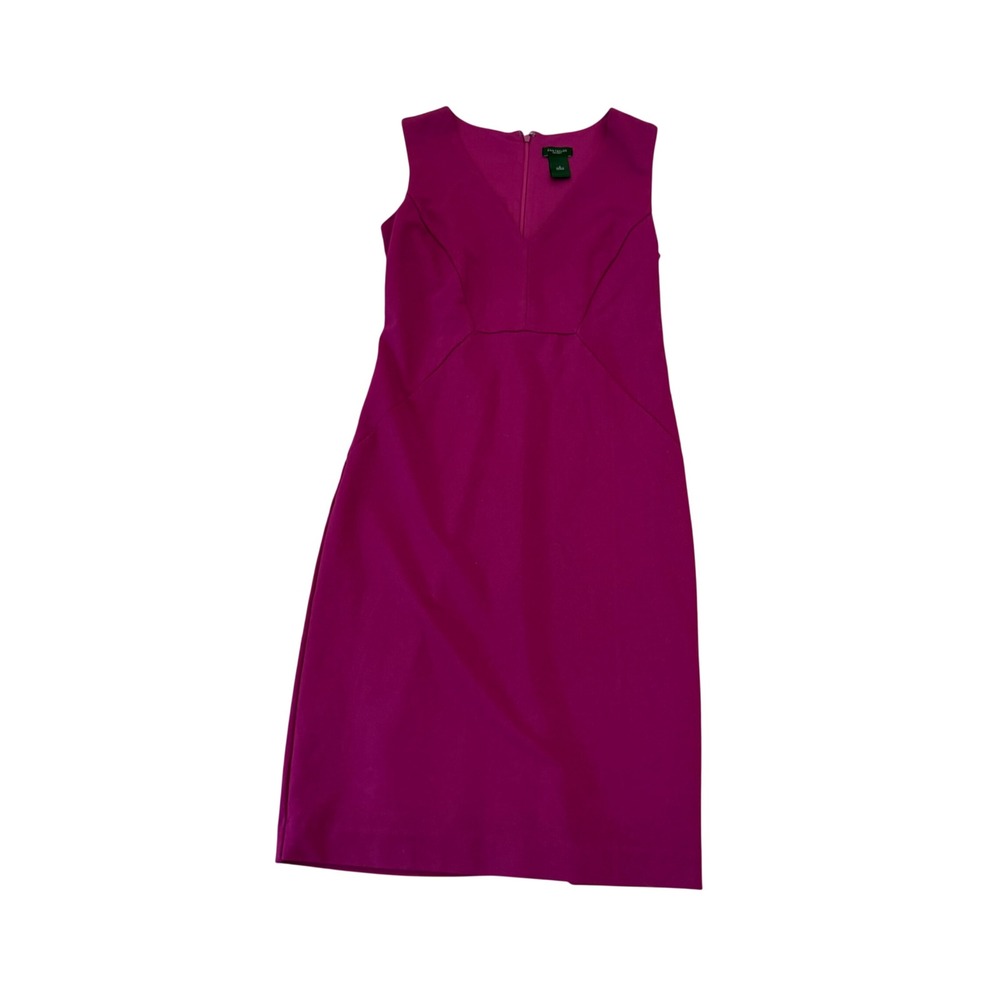 Ann Taylor Factory Magenta Pink V-Neck Sleeveless Sheath Dress Size 4
